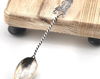 Vintage Colorado Sterling Silver Souvenir Spoon Indian Chief Head Denver Collectible Twisted Handle Old Western Decor Gift for Denver