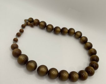 Vintage Brown Beaded Short Necklace / Choker