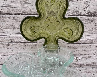 Vintage Indiana Glass Tiaraware Card Suit Nut Candy Dish Green Indiana Glass Co