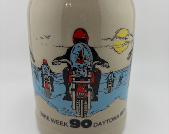 1990 Budweiser Daytona Beach Bike Week Beer Stein West Germany Vintage Motorcycle Rally Collectible Barware Beer Drinker Biker Gift