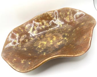 Brown and Gold Vintage Bowl Mid Century Modern