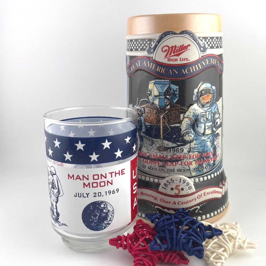 Vintage Apollo 11 Moon Landing Glass Neil Armstrong Aldrin Collins ...