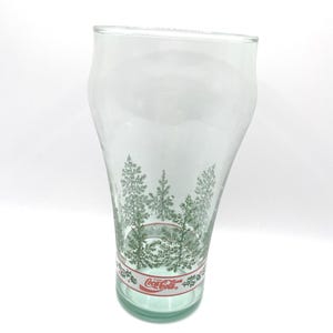 1990s Vintage CocaCola Christmas Glass Holiday Pine Tumbler