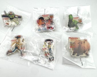 1999 McDonald's Toy Story 2 Employee Promotional Pins  Set of 6 Includes: Buzz Woody, Hamm, Jessie, Rex, and Mr and Mrs. Potato Head