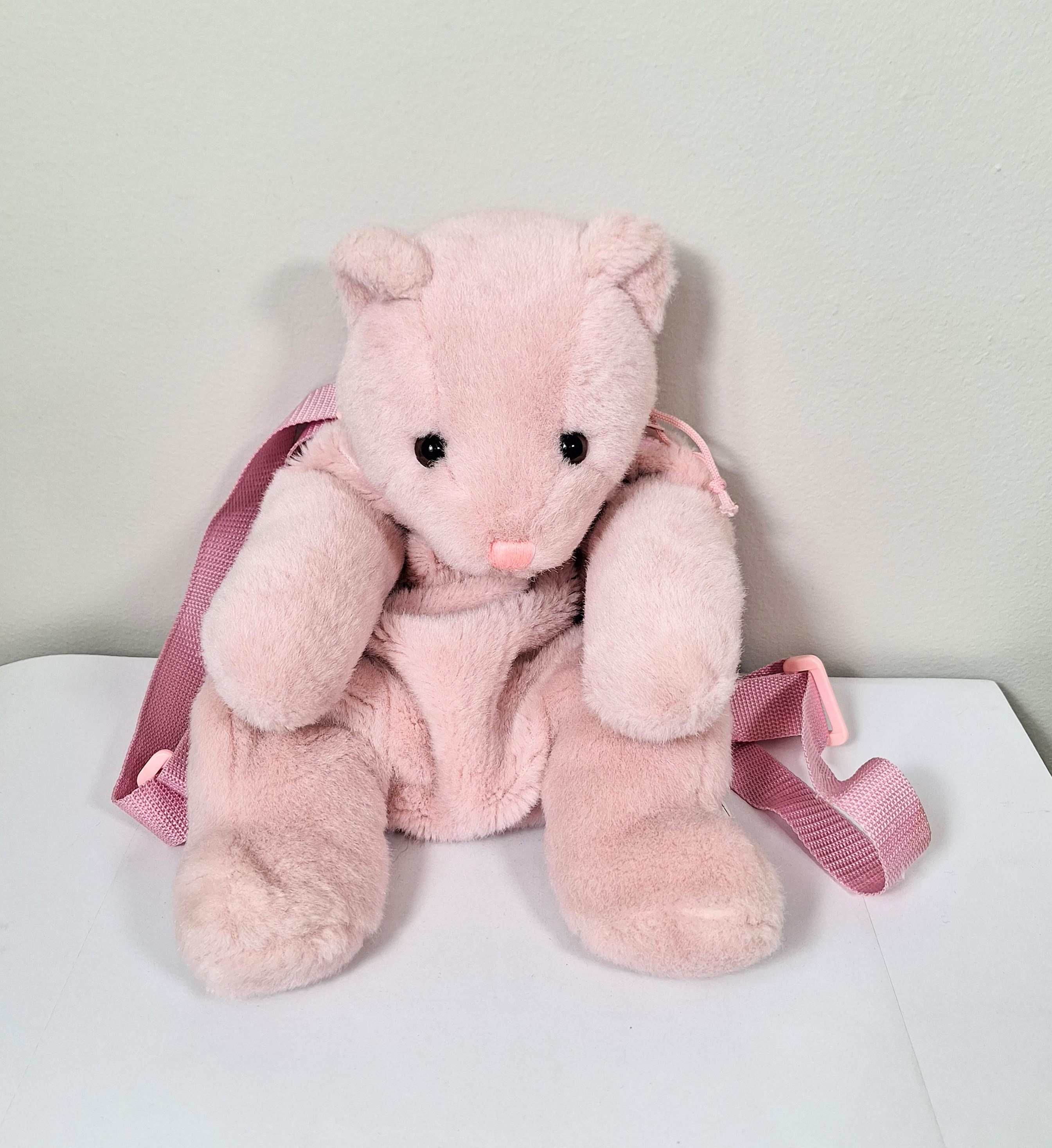 Vintage 90s Pink Teddy Bear Plush Backpack!