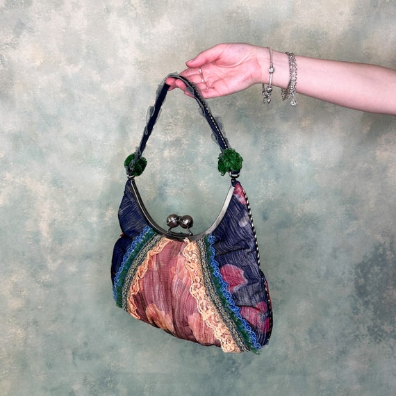 Patchwork Mesh Frill Handbag - image 8