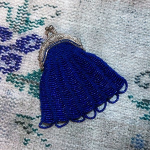 Blue Beaded Ornate Coin Purse