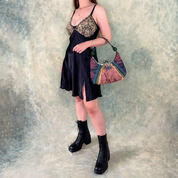 Patchwork Mesh Frill Handbag - image 3