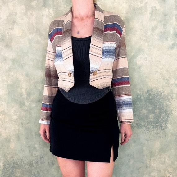 1990s Notorious Retro Striped Cropped Jacket - image 1