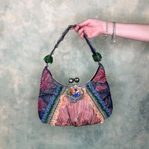 Patchwork Mesh Rüschen Handtasche