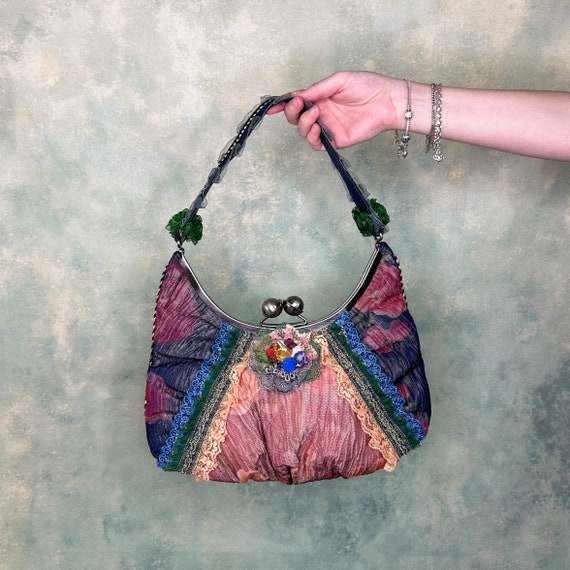 Patchwork Mesh Frill Handbag - image 1