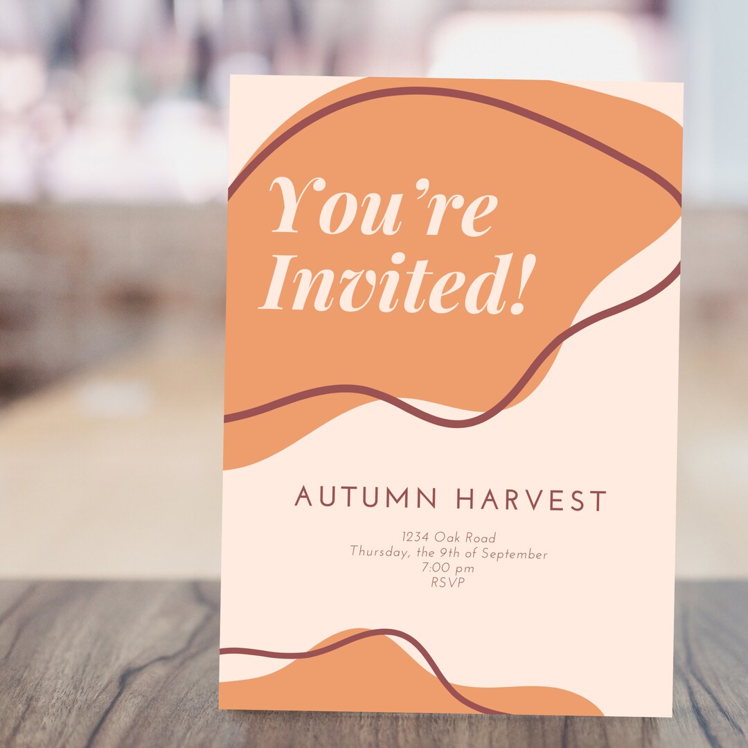Autumn Party Invitation Printable Fall Template Invite Canva Etsy