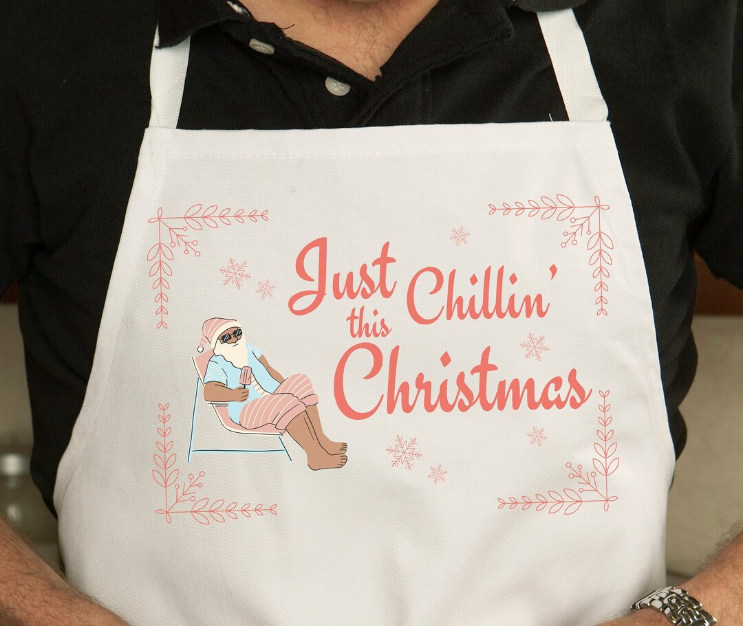 Adult Christmas Apron White Modern Cute Christmas Apron Etsy