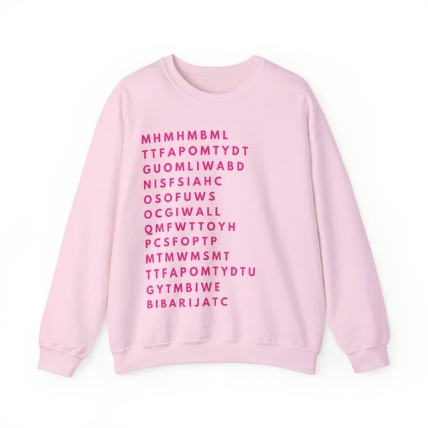 Taylor Swift Death By a Thousand Cuts DBATC Songtexte Monochrome Pink Auf Rosa Grafik Unisex Crewneck Sweatshirt