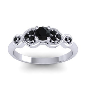 Black Spinel Sterling Silver Ring: Gold Plated Accent