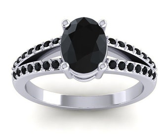 Beautiful Black Spinel Ring, Sterling Silver Ring, Designer Ring, Split Shank Ring, Summer Ring, Solitaire Ring, Gift for Mom, Gift for Her