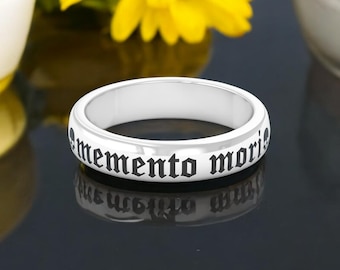 Memento Mori Ring: Engraved 925 Sterling Silver Gothic Band