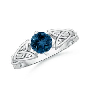 London Blue Topaz Sterling Silver Celtic Solitaire Ring