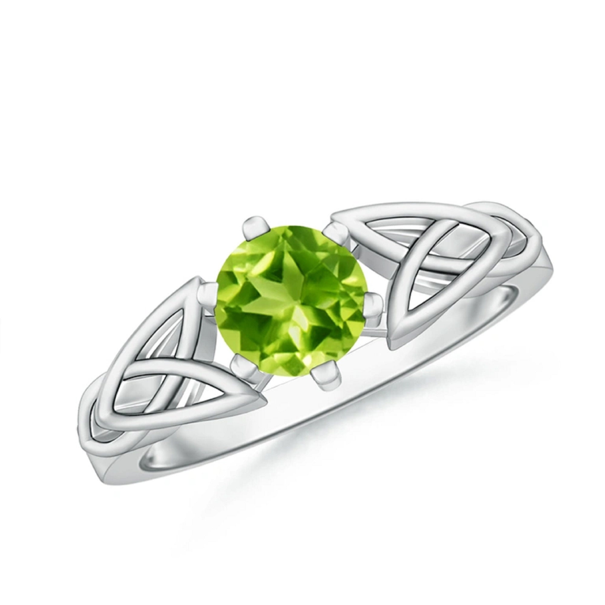 Bague Solitaire Argent 925 Avec Cristal Péridot Vert - Taille 59 - Occasion Bon état