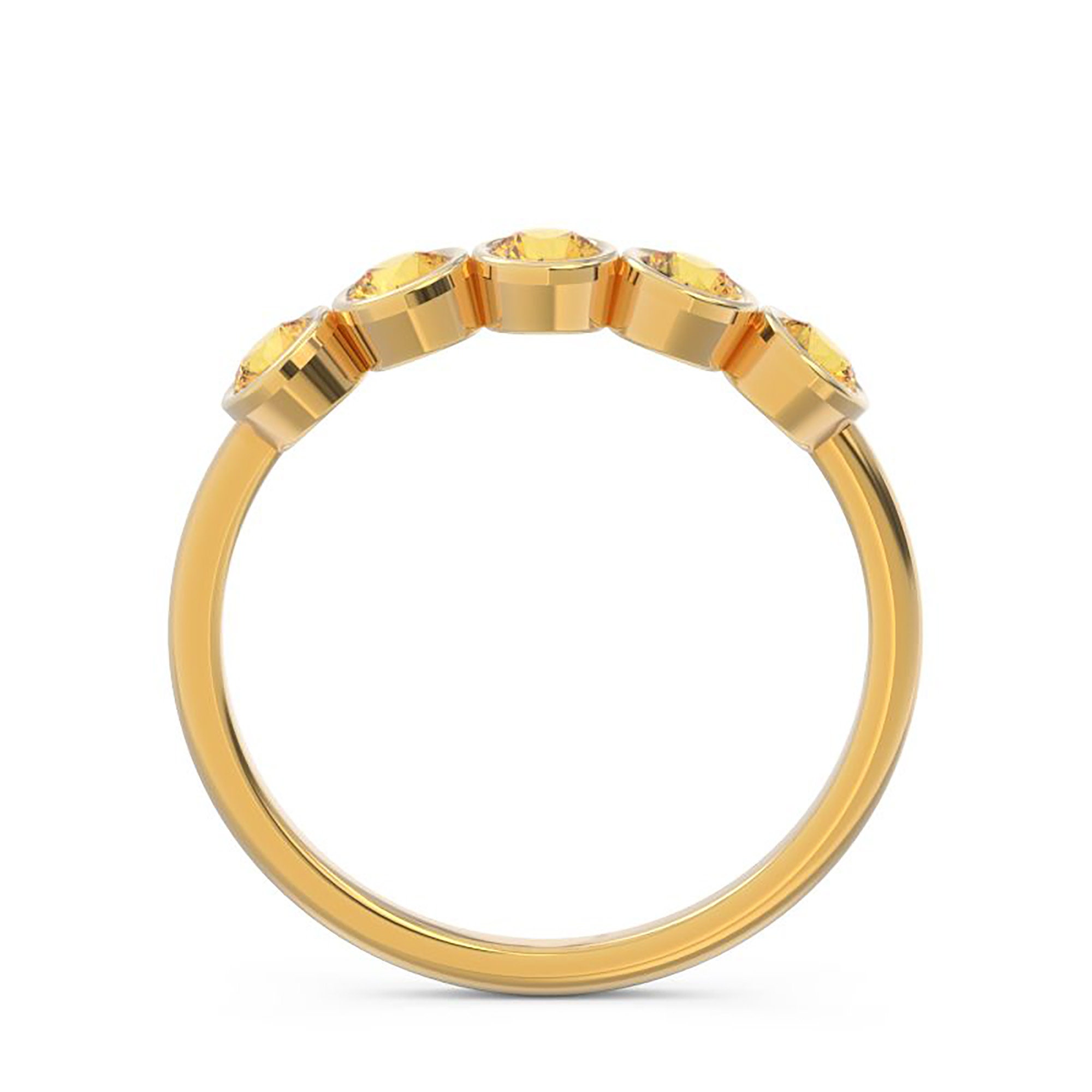 ハンドメイドシトリンシルバーリング：ベゼルセット5石誕生石リング