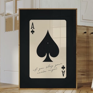 Art mural de cartes à jouer As de pique | Décoration minimaliste éclectique | Bar rétro tendance | Cadeau imprimé cuisine | Galerie de maison moderne et esthétique