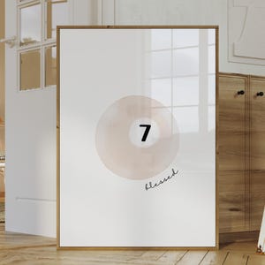 Beige Pool Ball | Blessed 7 Decor | Printable Digital Download | Trendy Wall Art | Brown Tan White Neutral Gallery Artwork | Christian Art