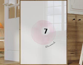 Light Pink Pool Ball | Blessed 7 Decor | Printable Digital Download | Trendy Wall Art | Pastel Gallery Artwork | Cute Aesthetic Christian