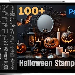 100+ Halloween Photoshop-stempels: spookachtig spook, pompoenpenselen (commercieel gebruik)