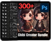 300+ Chibi Character Creator Stamps: Anime Brushes (Photoshop, Commercial Use)