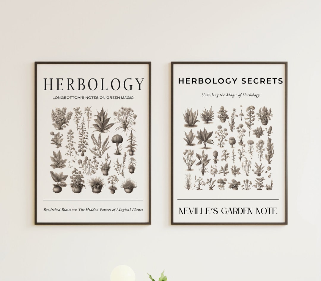 HP Herbology Prints [set of 2], Vintage Wizarding Botanical Art ...