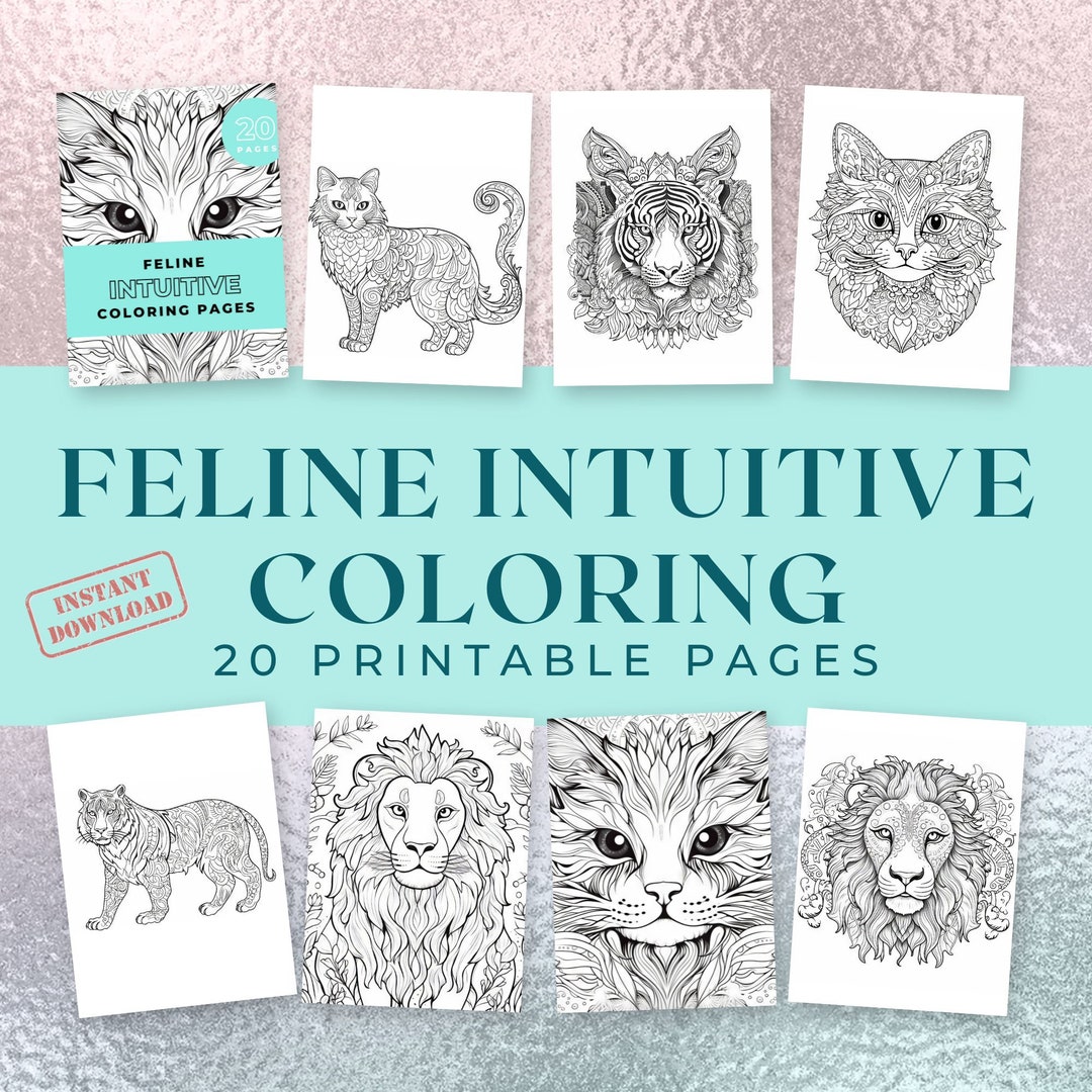 Feline Coloring Pages, Mindfulness, Colouring for Relaxation, Connect