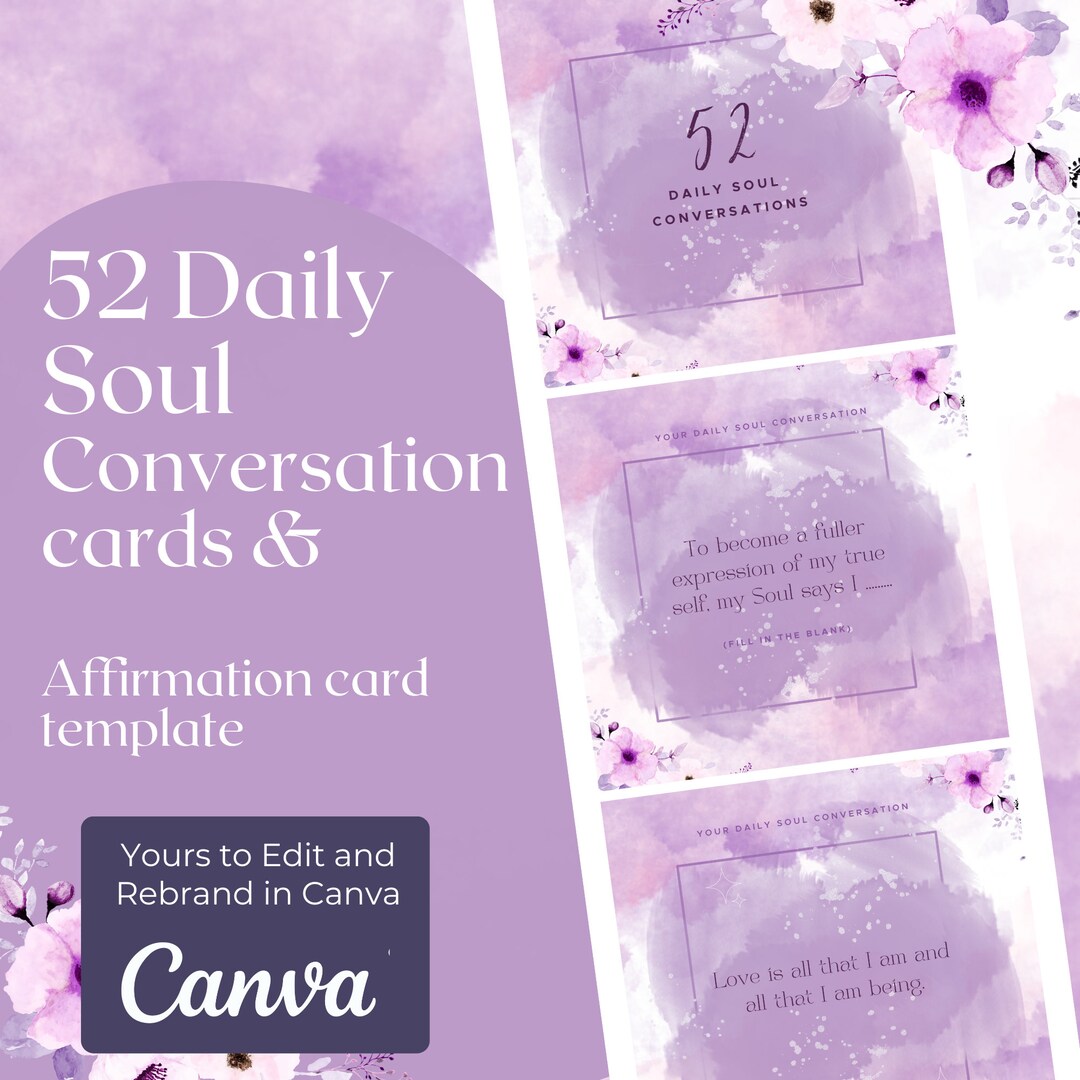 Custom Affirmation Cards 52 Daily Soul Conversation Cards - Etsy