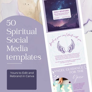Angel & Spiritual Instagram and Facebook Social Media Templates ~ INSTANT DOWNLOAD ~ Edit and Rebrand in Canva