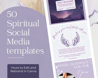 Angel & Spiritual Instagram and Facebook Social Media Templates ~ INSTANT DOWNLOAD ~ Edit and Rebrand in Canva