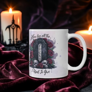 Halloween Gothic Ceramic Coffee Mugs - 11oz & 15oz, Dark Floral Skull Design, Unique Gift for Coffee Lovers, Halloween Decor, Funny Cup