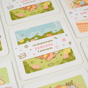 Seasons Postcard Set of 4 | Cute Postcard | Kawaii Postcard | Snail Mail | Happy Mail | Letter Writing | Pen Pal Postcard