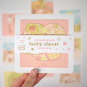 Lucky Clover Postcard Set of 4 | Cute Postcard | Kawaii Postcard | Snail Mail | Happy Mail | Letter Writing | Pen Pal Postcard