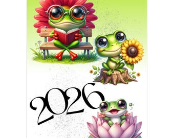 2026 Funny Frog Wall Calendar: A4/A3 Illustrated Monthly Planner