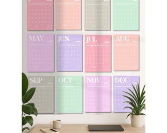 2026 Pastel Wall Calendar FSC Certified Papers Minimalist Monthly Planner