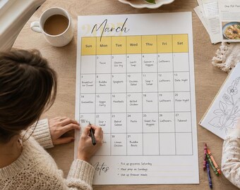 Large 11x16.5" 2026-2027 Wall Calendar - A3 Yellow Minimalist Mid Year Planner