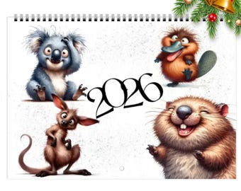 2026 Wall Calendar: Funny Australian Animals A4 - Monday or Sunday Start