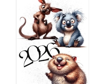 Funny Australian Animals 2026 Wall Calendar: Quirky Aussie Art