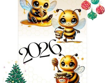 Honey Bees 2026 Wall Calendar - Illustrated A4/A3 Planner
