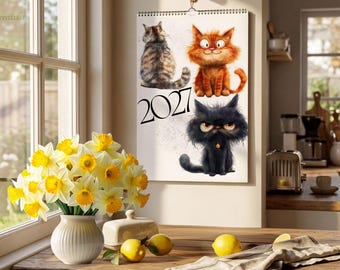 2027 Funny Cat Calendar: Illustrated Wall Planner, Pet Lover Gift