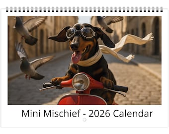 Funny Dachshund 2026 Wall Calendar: Humorous Wiener Dog Art