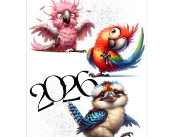 Funny Australian Birds 2026 Wall Calendar: Monthly Calendar Quirky Illustrated