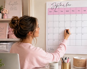Large 11x16.5" 2026-2027 Mid Year Wall Calendar - A3 Rose Pink Minimalist Planner