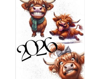 Hilarious Highland Cow 2026 Calendar: Scottish Farm Animal Art