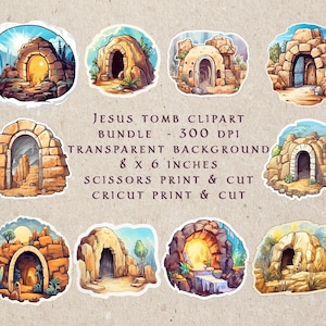 Pasen Jezus opstanding clipart, leeg graf afdrukbaar voor ambachten, hij is verrezen PNG Bijbelkunst