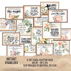 Inspirierende Bibel Vers Kit - Druckbare Schrift und tägliche Affirmationen - Floral, Pastell